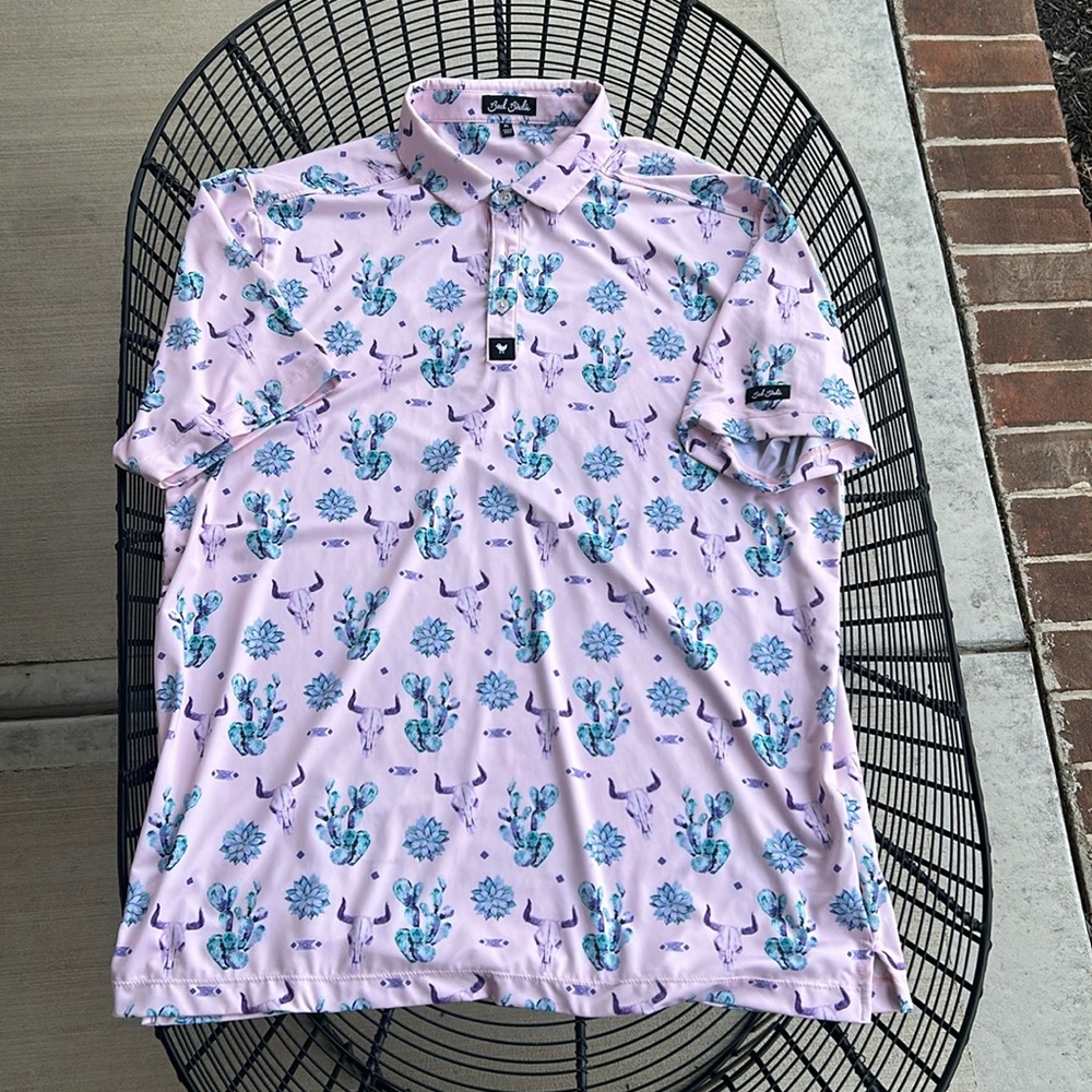 Bad Birdie “The Ranch” Pink Desert Theme Polo XL, Like New, Worn Twice.
